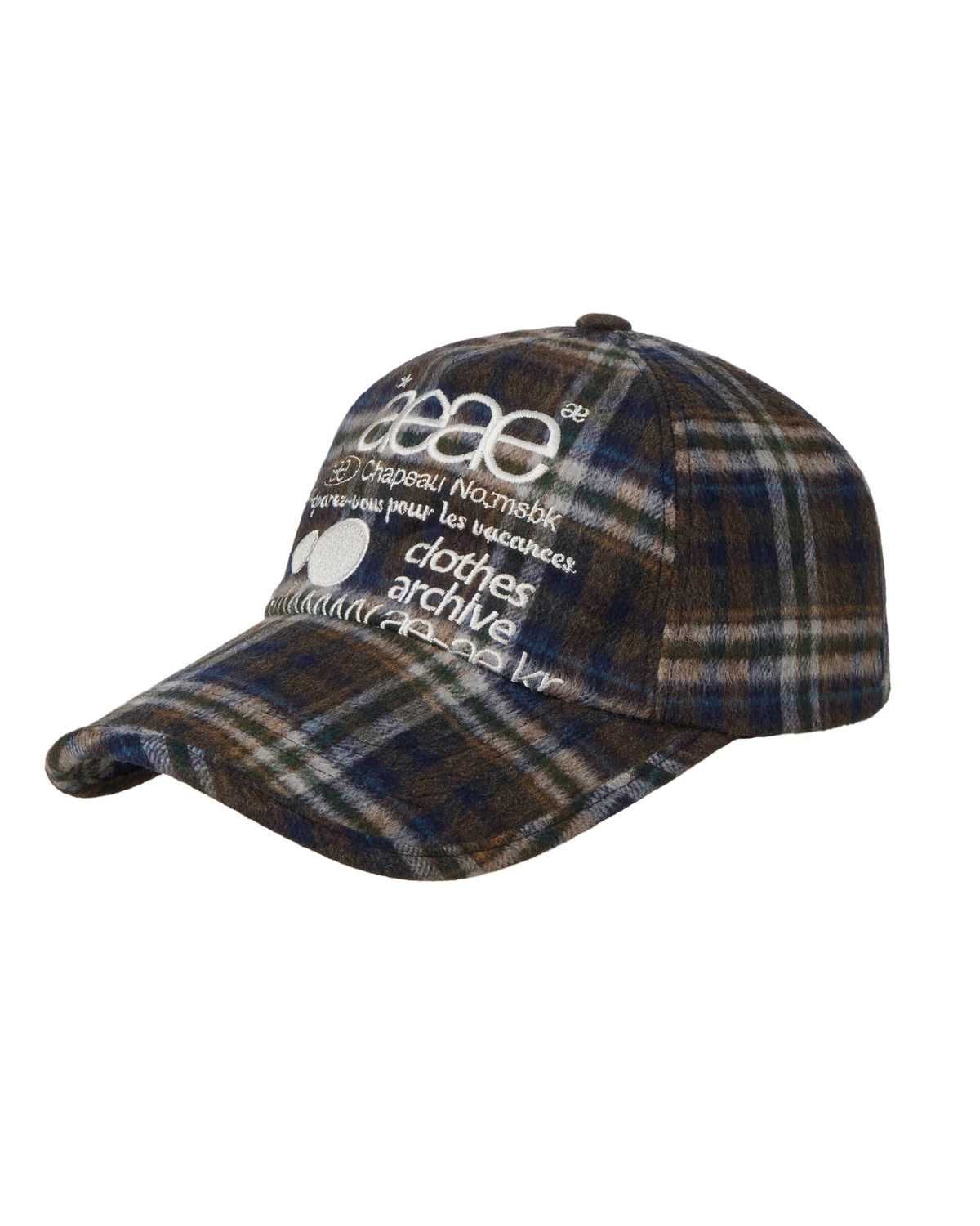 에이이에이이(AEAE) WEB LOGO WOOL CHECK CAP [NAVY]