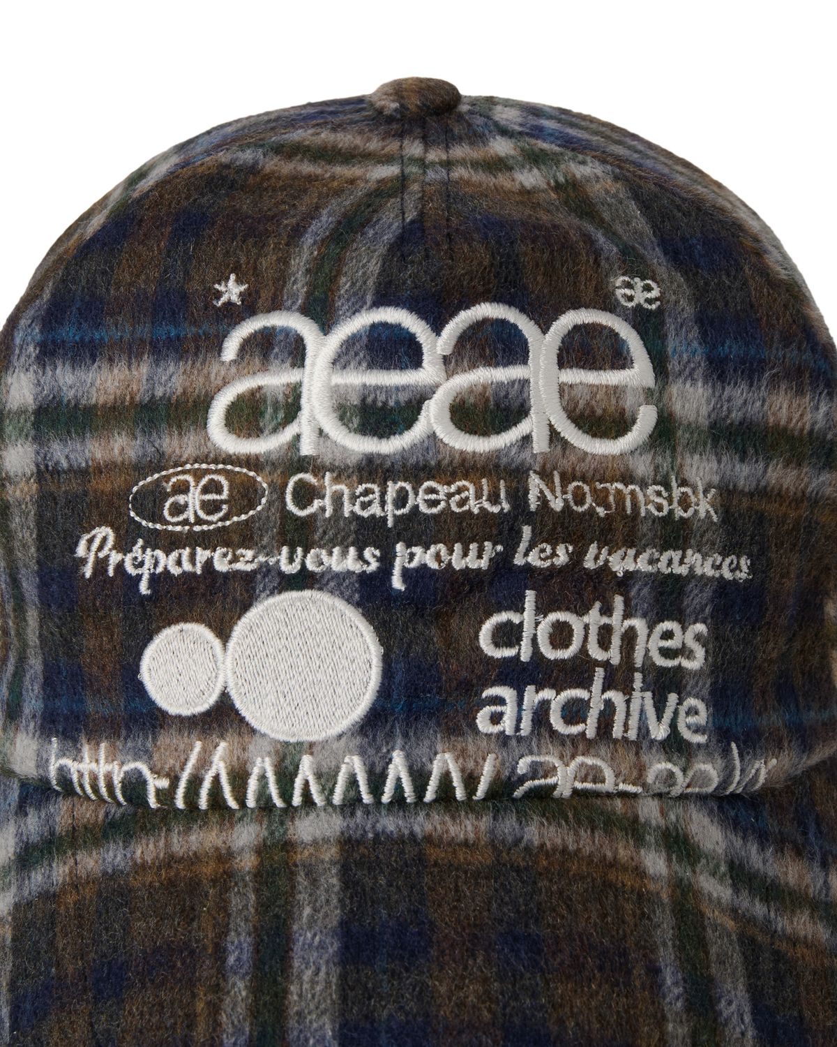 에이이에이이(AEAE) WEB LOGO WOOL CHECK CAP [NAVY]