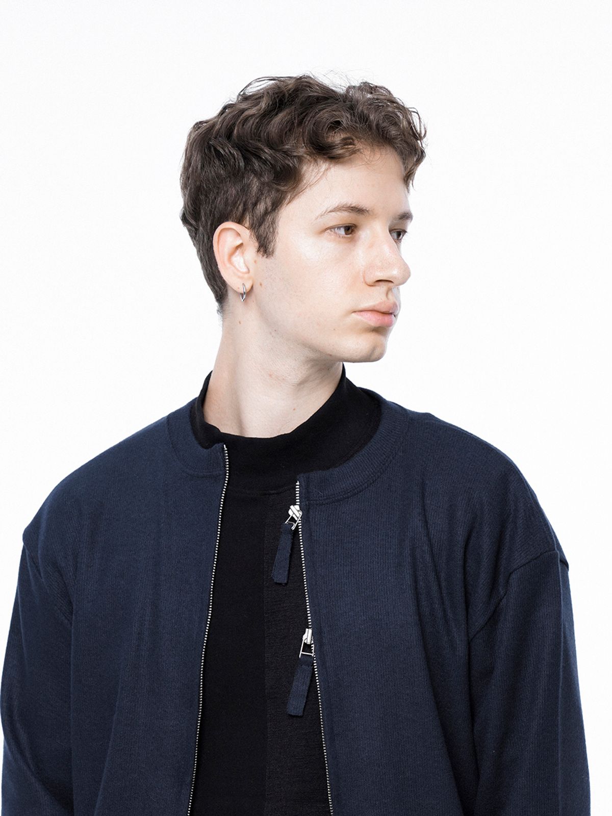챈세스노이(CHANCE'S NOI) Hard Two-way Zip-up Cardigan - Navy /W243TP11NYM
