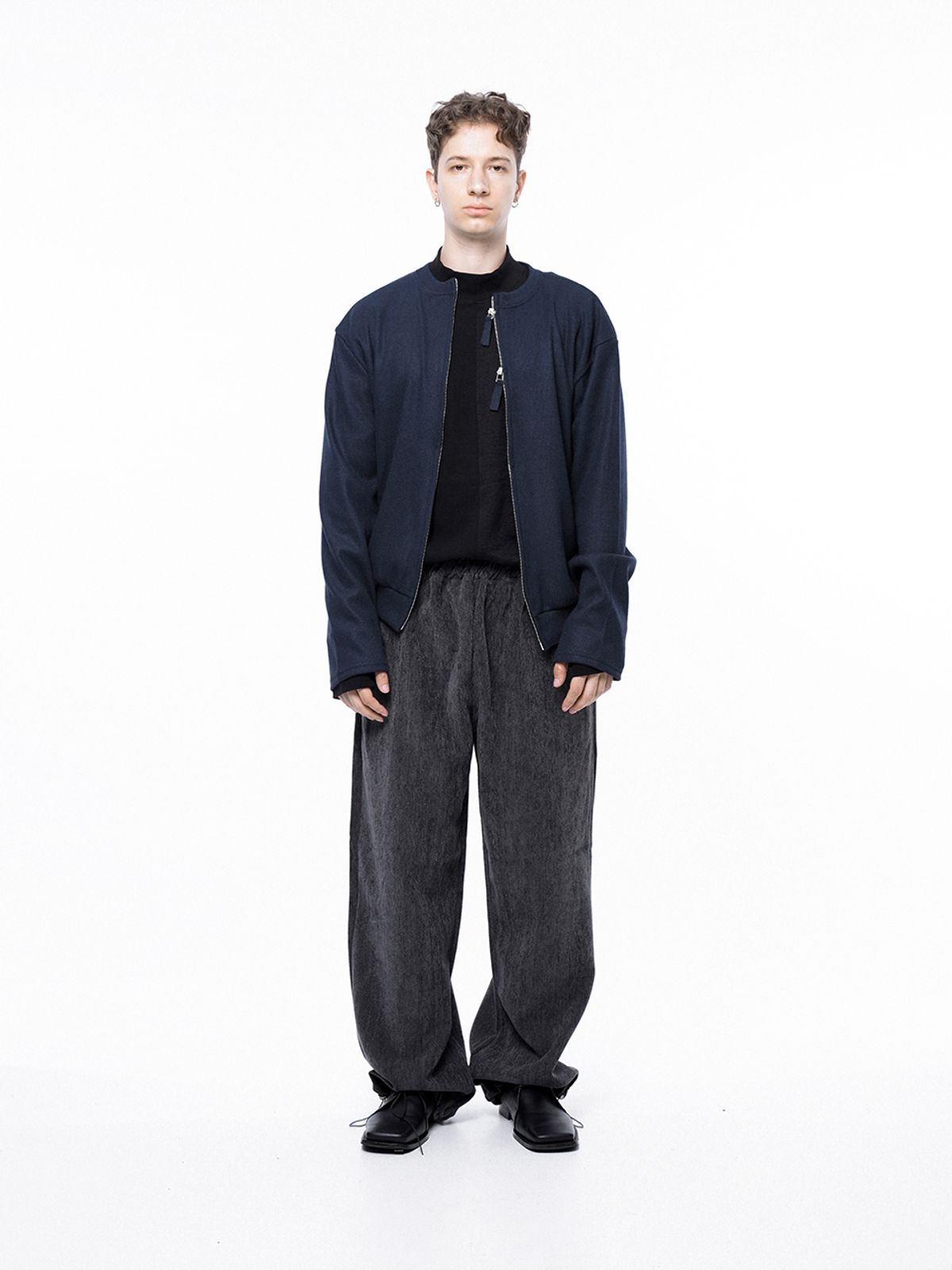 챈세스노이(CHANCE'S NOI) Hard Two-way Zip-up Cardigan - Navy /W243TP11NYM