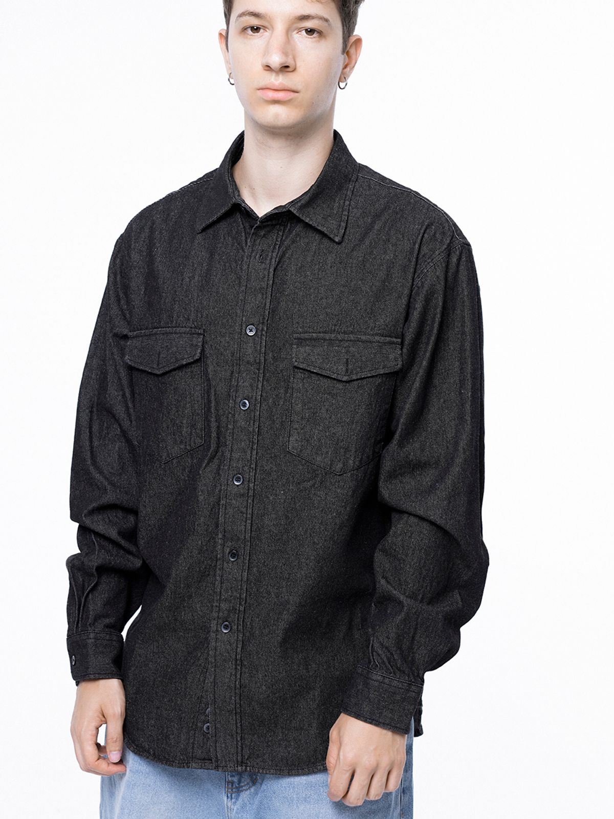 챈세스노이(CHANCE'S NOI) Western Pocket Denim Shirt - Black Indigo /W243SH03BKM