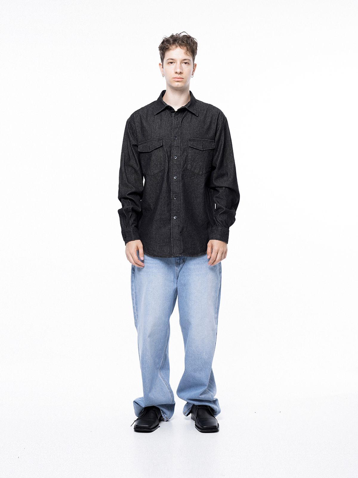 챈세스노이(CHANCE'S NOI) Western Pocket Denim Shirt - Black Indigo /W243SH03BKM