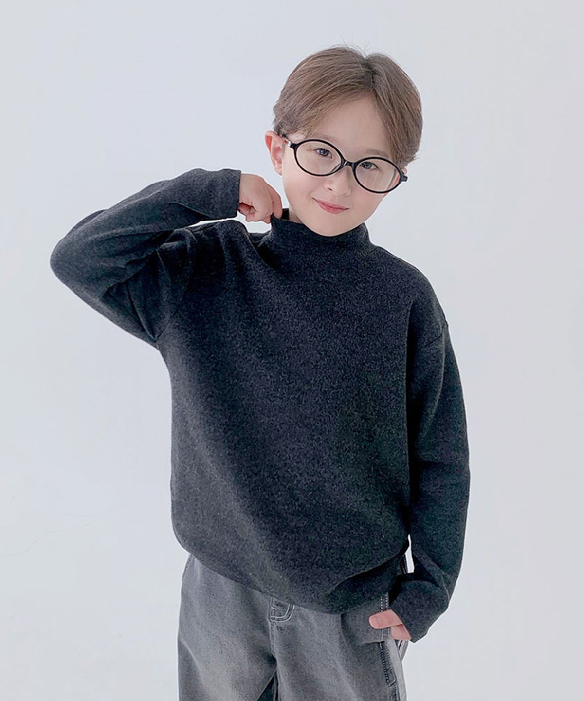 베리클로젯(BERRYCLOSET) [기모] 베이글 피치 폴라 티셔츠