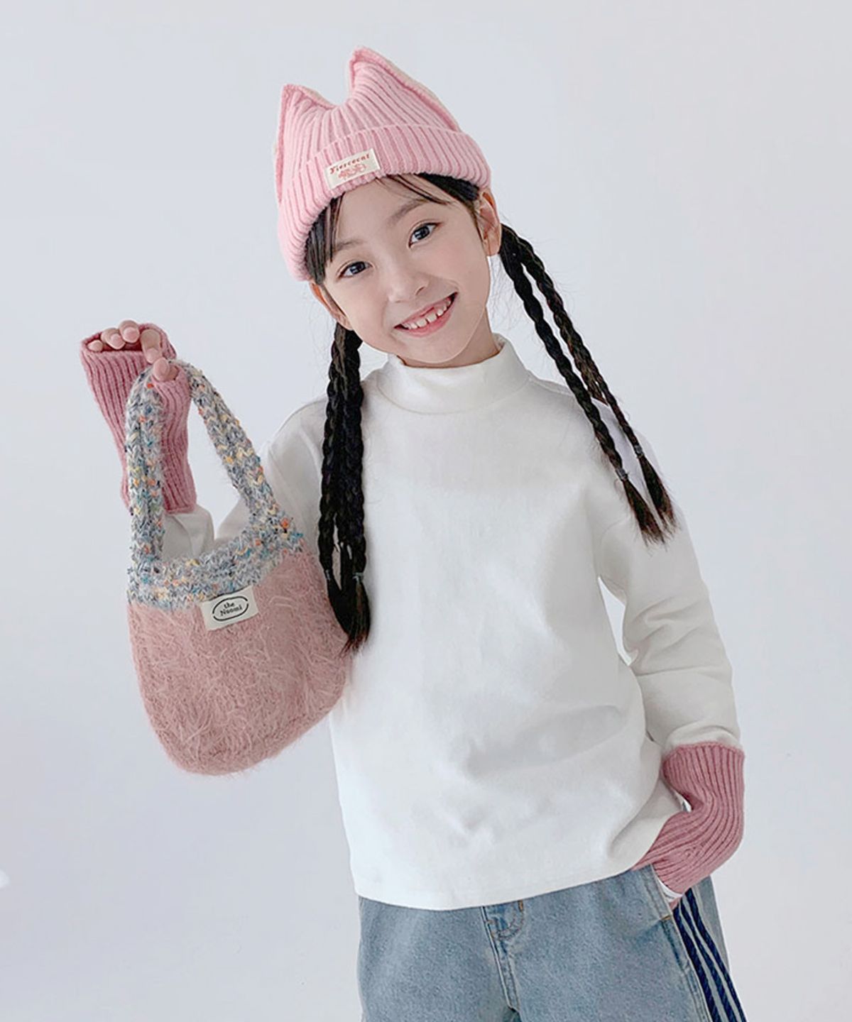 베리클로젯(BERRYCLOSET) [기모] 베이글 피치 폴라 티셔츠
