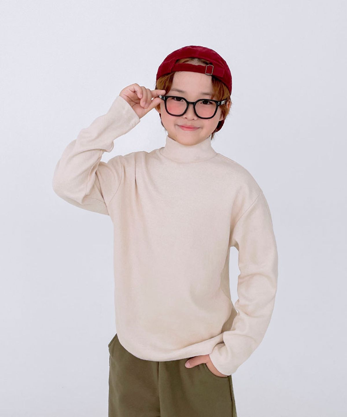 베리클로젯(BERRYCLOSET) [기모] 베이글 피치 폴라 티셔츠