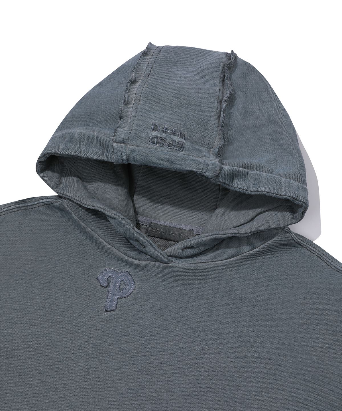 에피소드 언타이틀(EPISODE UNTITLED) LUNA DYING APPLIQUE CROP HOODIE_STEEL BLUE