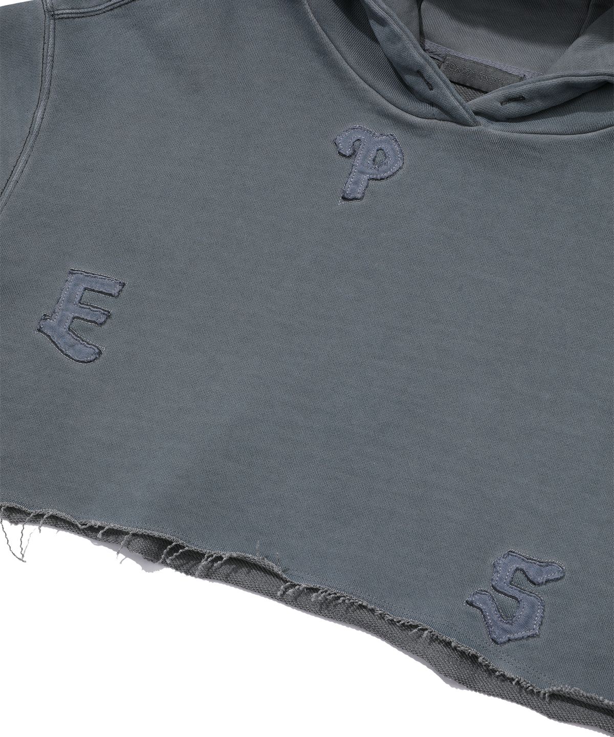 에피소드 언타이틀(EPISODE UNTITLED) LUNA DYING APPLIQUE CROP HOODIE_STEEL BLUE