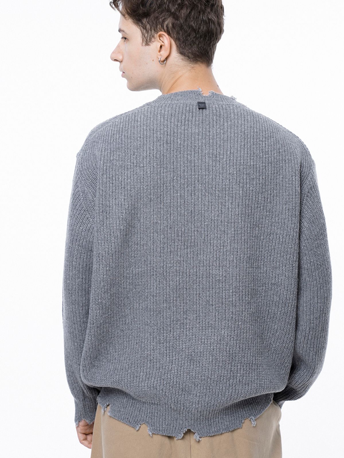 챈세스노이(CHANCE'S NOI) Tear Punching Round Kint - Gray /M243TP06GR