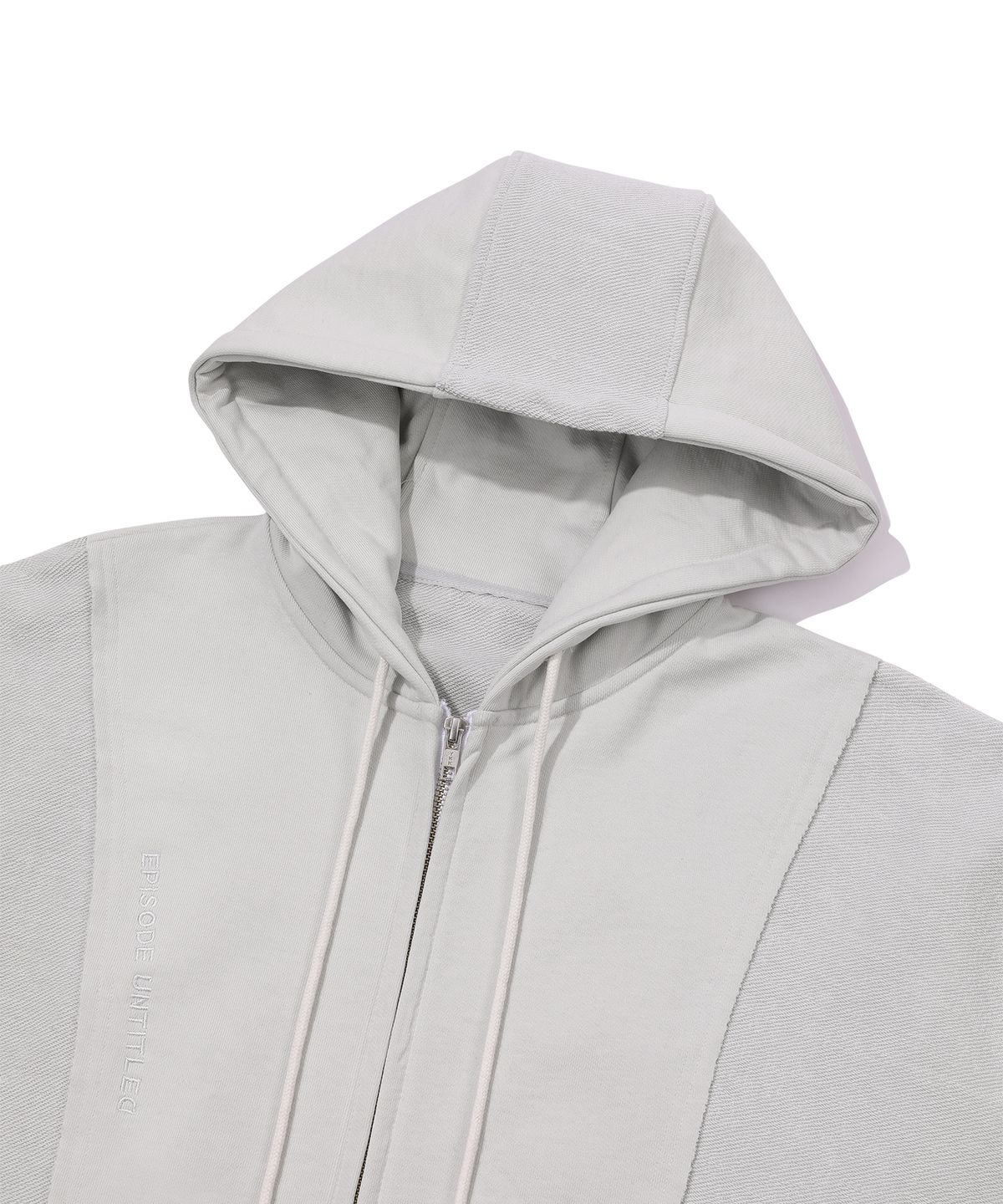 에피소드 언타이틀(EPISODE UNTITLED) IN&OUT PATCHWORK ZIP-UP HOODIE_ ICE GREY