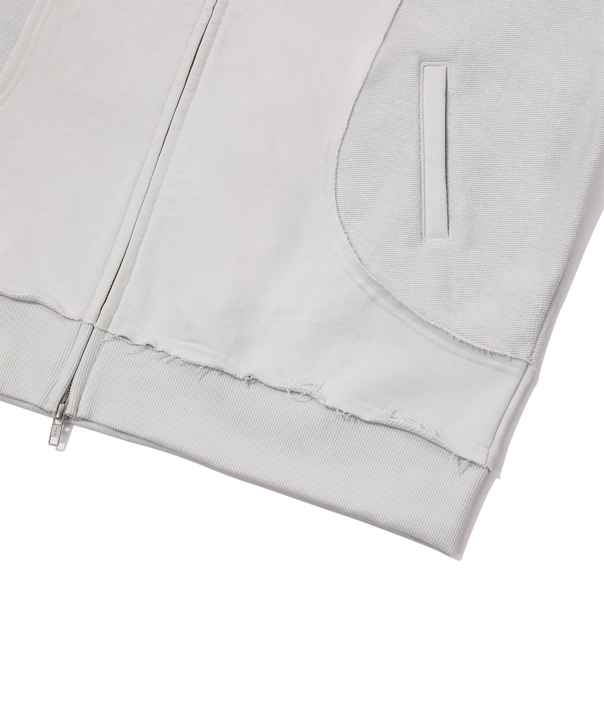 에피소드 언타이틀(EPISODE UNTITLED) IN&OUT PATCHWORK ZIP-UP HOODIE_ ICE GREY