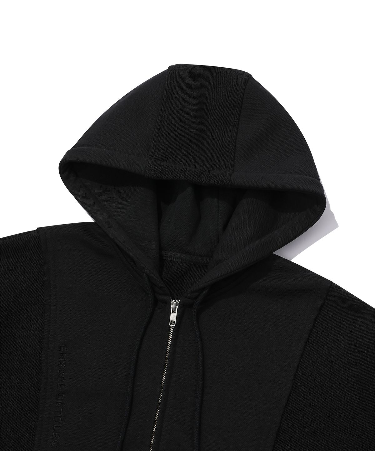 에피소드 언타이틀(EPISODE UNTITLED) IN&OUT PATCHWORK ZIP-UP HOODIE_BLACK