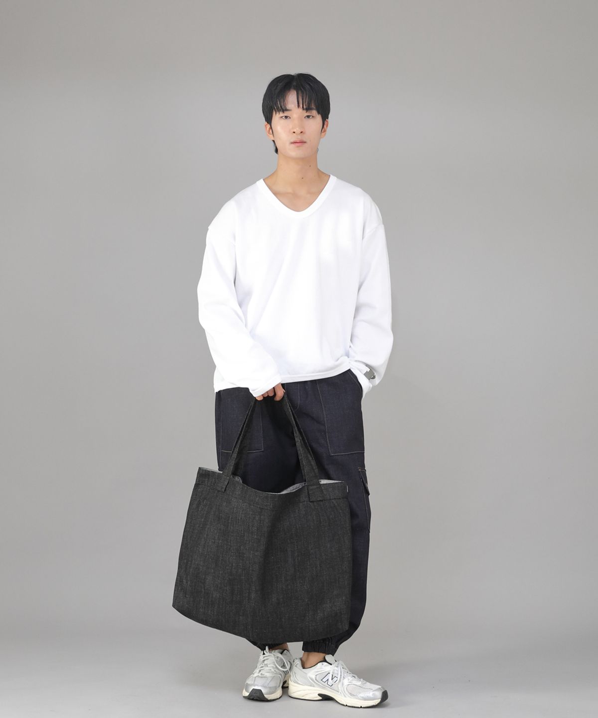 세인트크루(SAINTCREW) 메가 빅사이즈 솔리드 에코백 MSE-140 데님블랙 BKS
