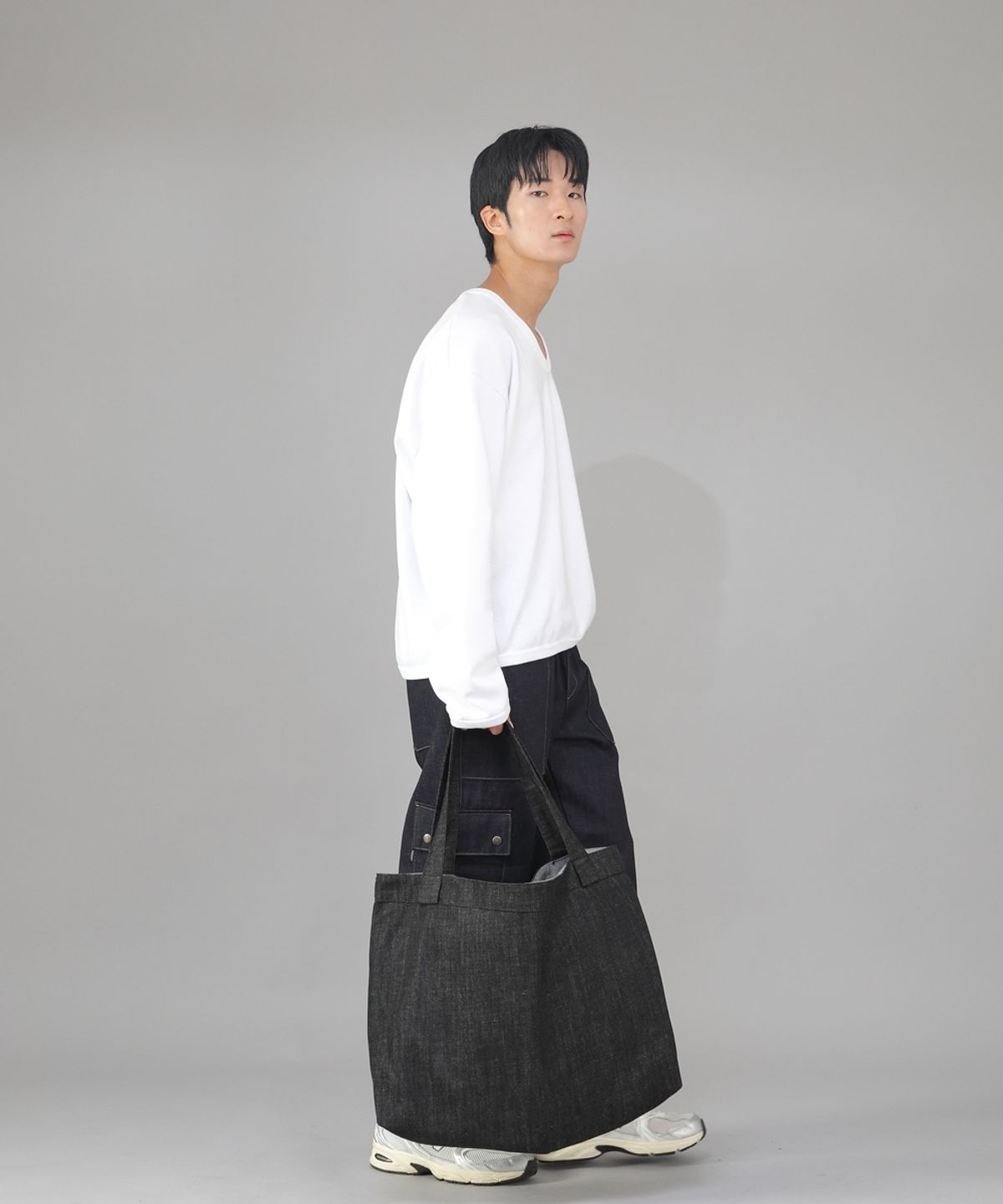 세인트크루(SAINTCREW) 메가 빅사이즈 솔리드 에코백 MSE-140 데님블랙 BKS