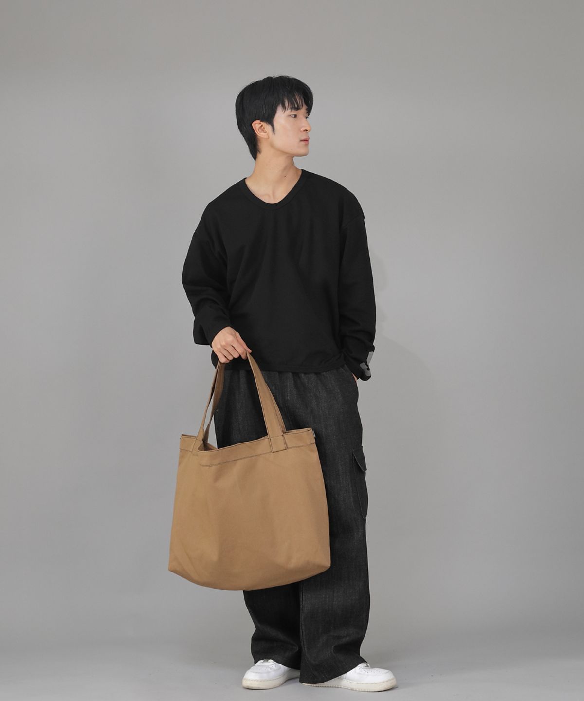 세인트크루(SAINTCREW) 메가 빅사이즈 솔리드 에코백 MSE-140 카멜 BKS