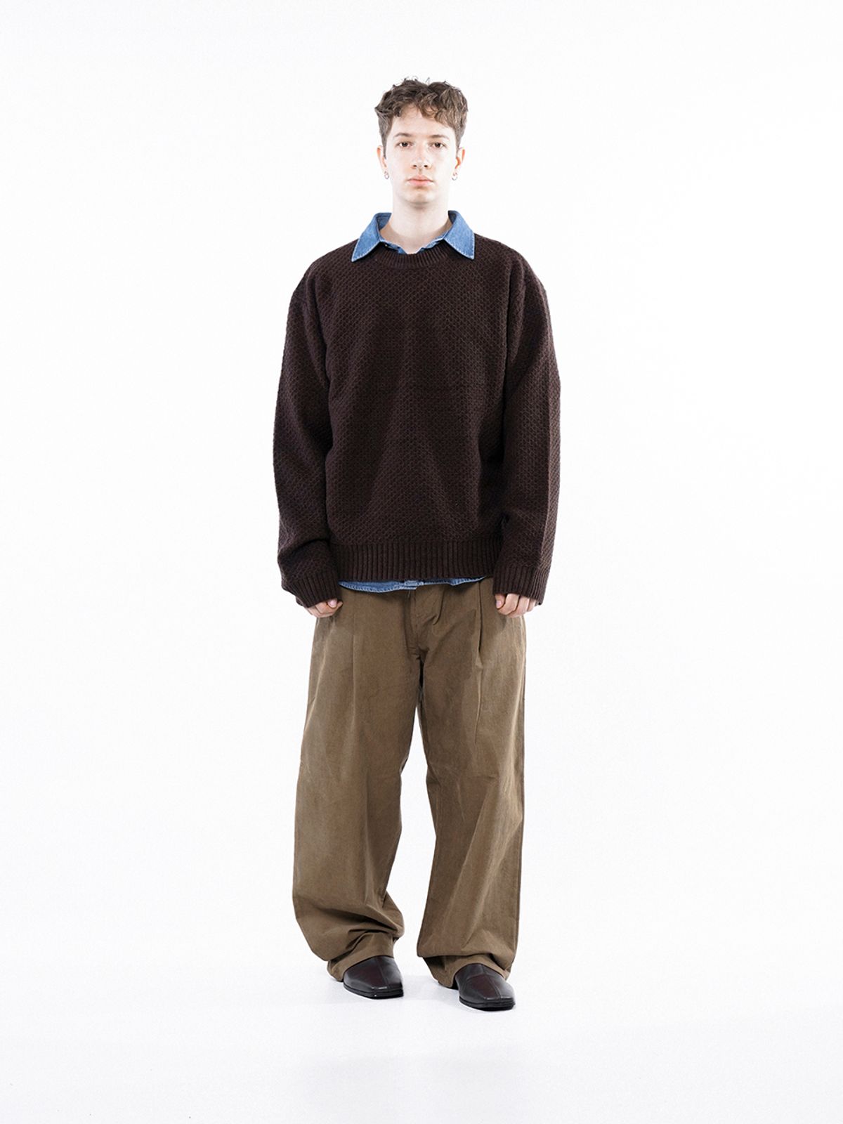챈세스노이(CHANCE'S NOI) Hazzy Oversized round knit - Brown /M243TP05BR