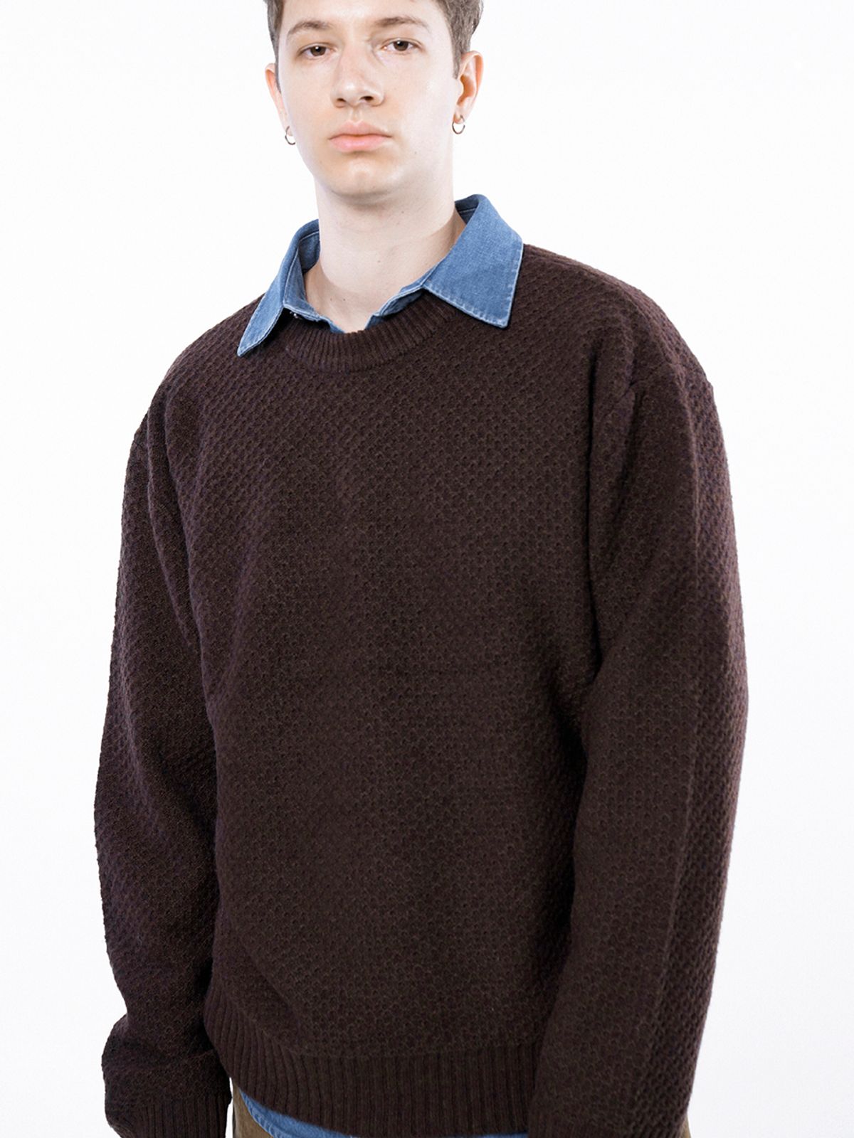 챈세스노이(CHANCE'S NOI) Hazzy Oversized round knit - Brown /M243TP05BR