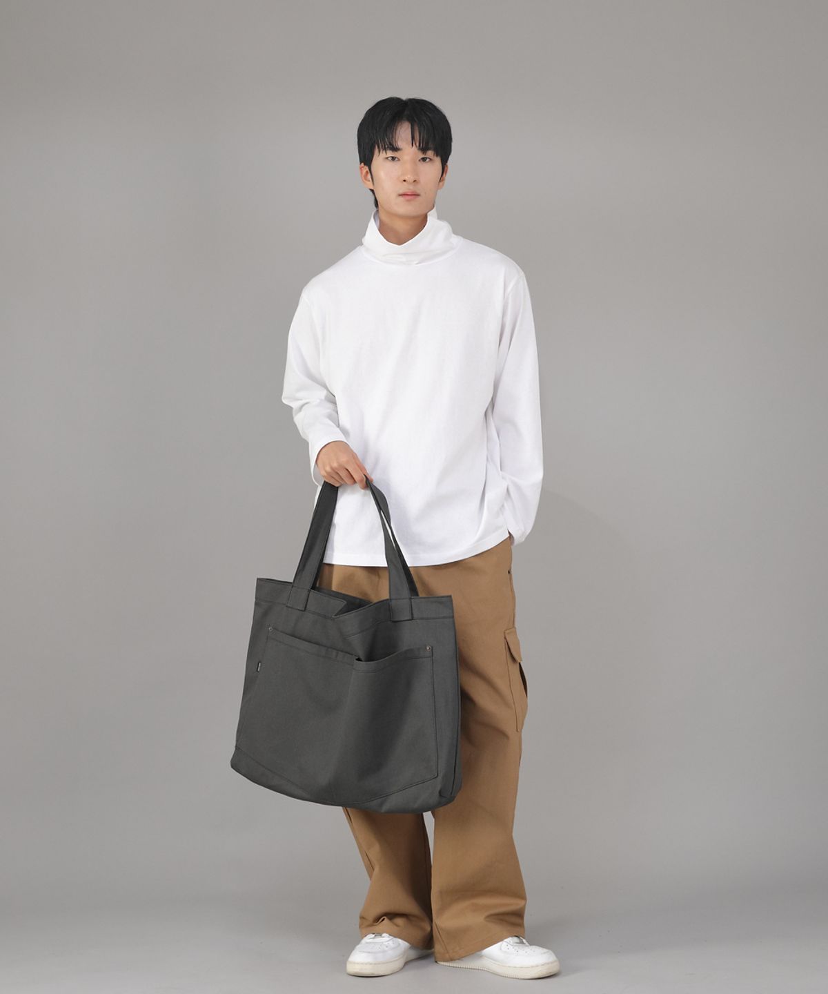 세인트크루(SAINTCREW) 메가 빅사이즈 펜타곤 에코백 MBE-141 다크그레이 BKS
