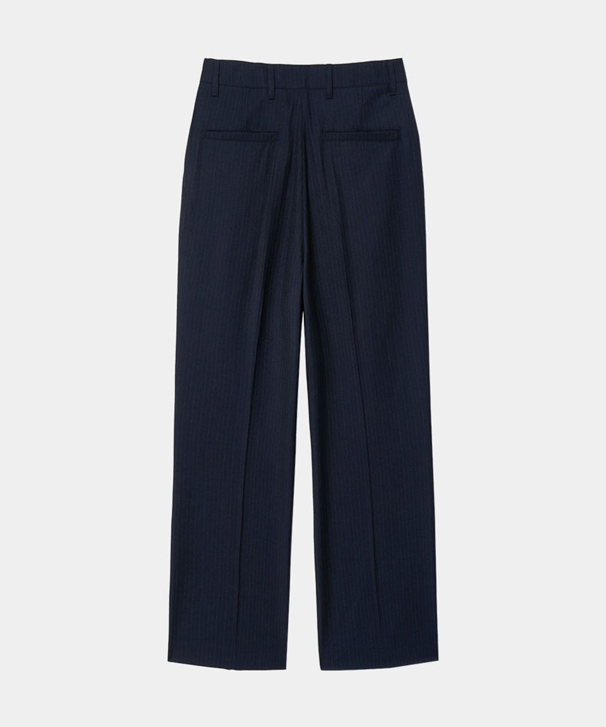 메종미네드(MAISON MINED) PIN STRIPE TWO TUCK PANTS NAVY