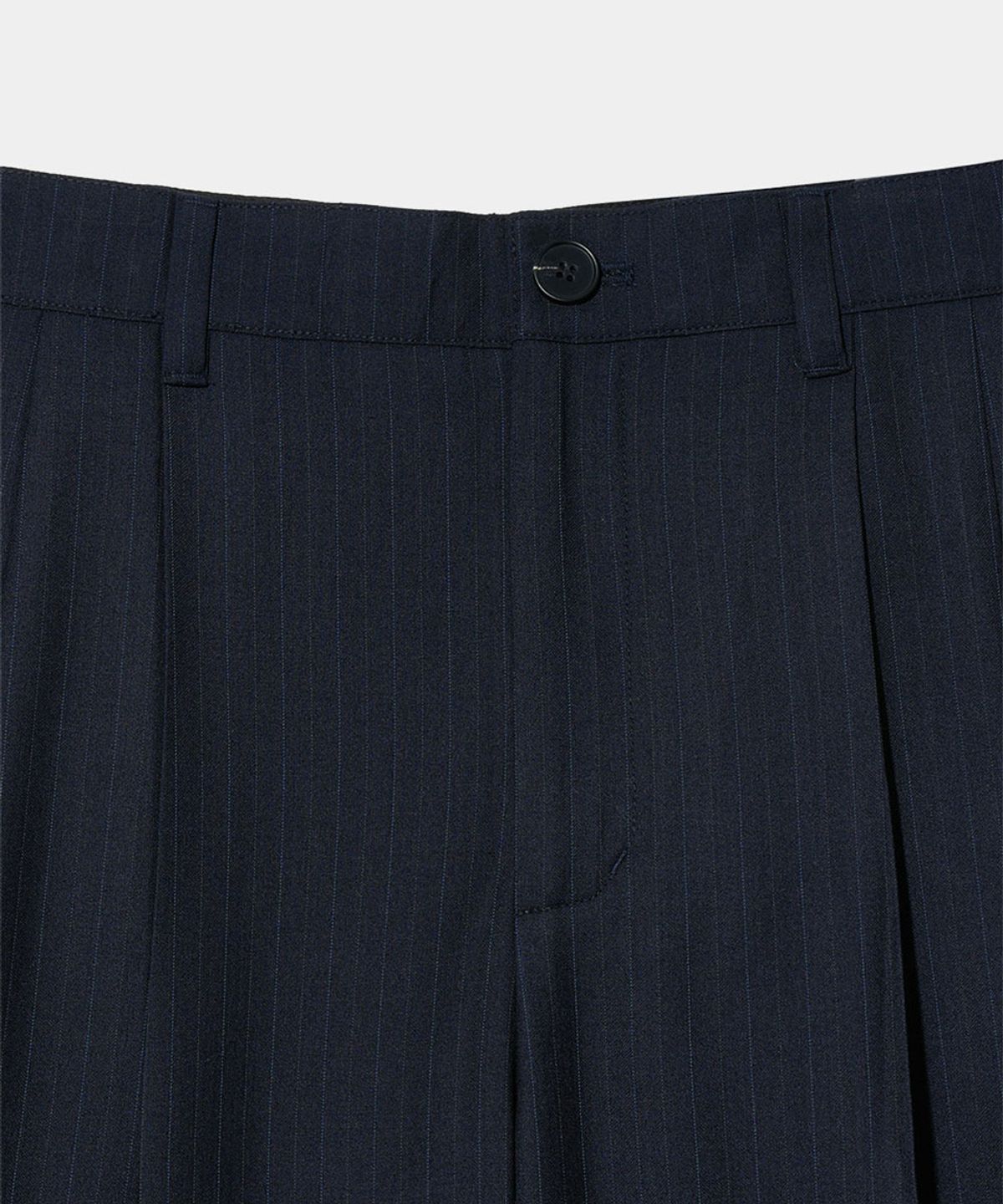 메종미네드(MAISON MINED) PIN STRIPE TWO TUCK PANTS NAVY