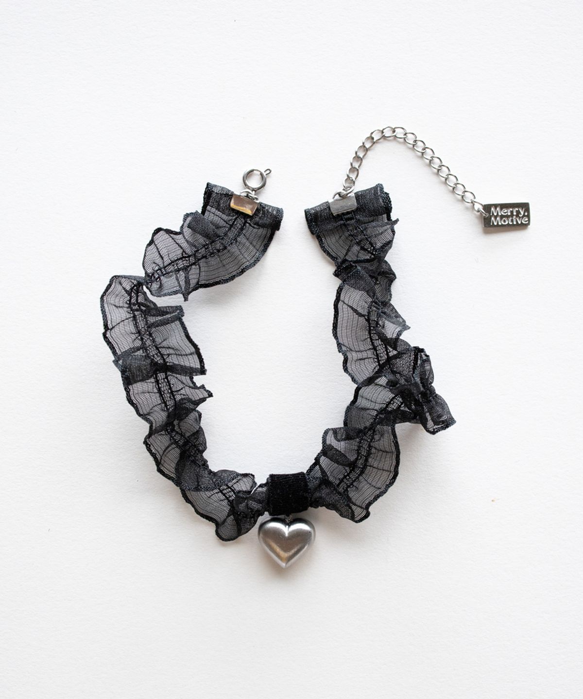 메리모티브(MERRYMOTIVE) Black chiffon and heart choker necklace