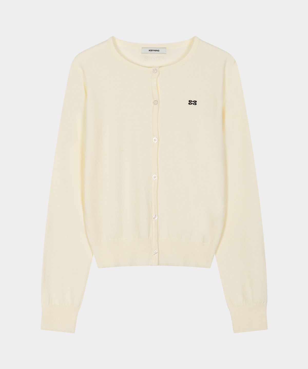 키시닝(KISYNING) New Classic Crew Neck Cardigan (Ivory)