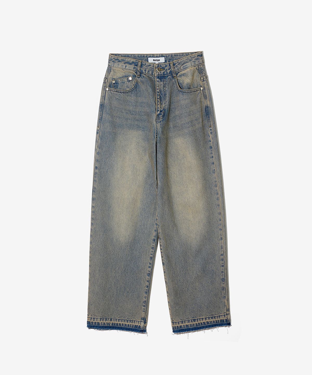 논타입(NONTYPE) HEM CONTRAST WASHED DENIM PANTS (BLUE)