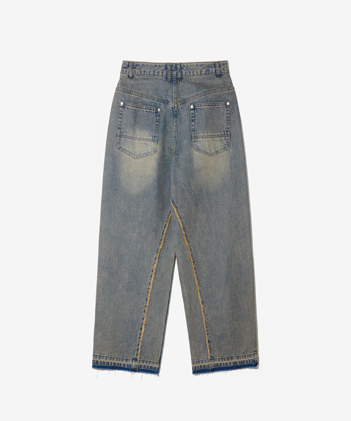 논타입(NONTYPE) HEM CONTRAST WASHED DENIM PANTS (BLUE)