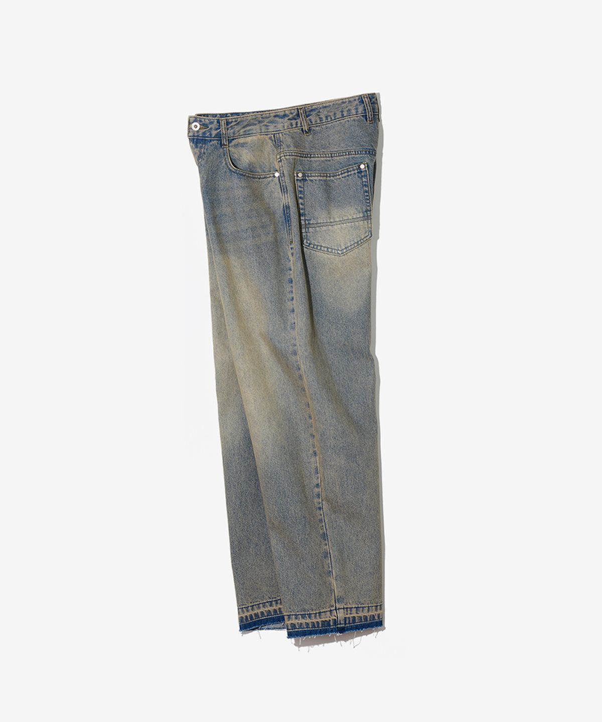 논타입(NONTYPE) HEM CONTRAST WASHED DENIM PANTS (BLUE)