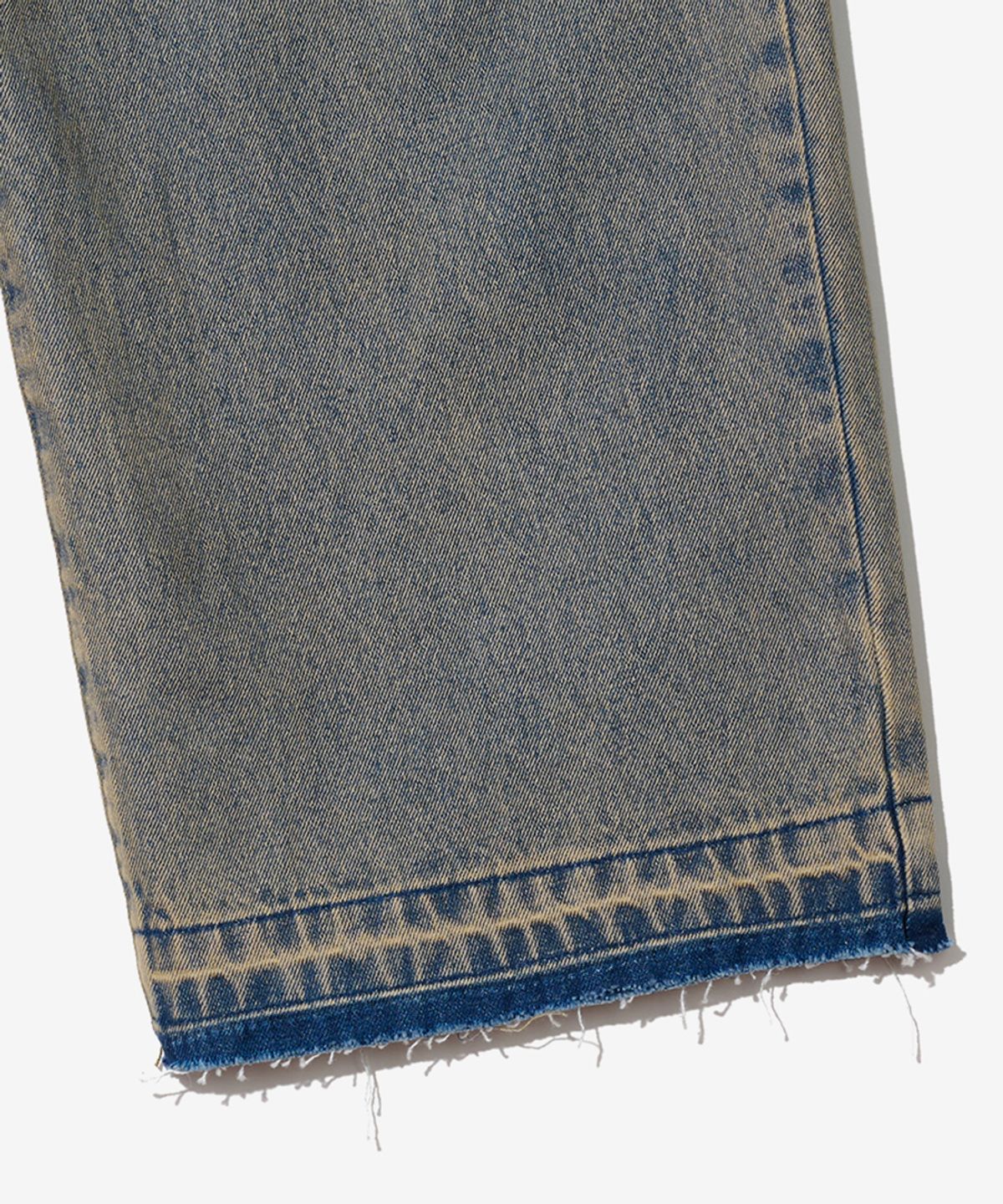 논타입(NONTYPE) HEM CONTRAST WASHED DENIM PANTS (BLUE)