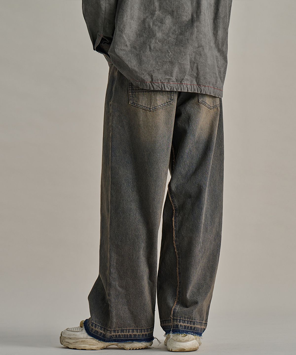 논타입(NONTYPE) HEM CONTRAST WASHED DENIM PANTS (INDIGO)
