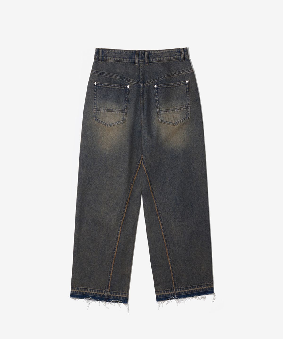 논타입(NONTYPE) HEM CONTRAST WASHED DENIM PANTS (INDIGO)