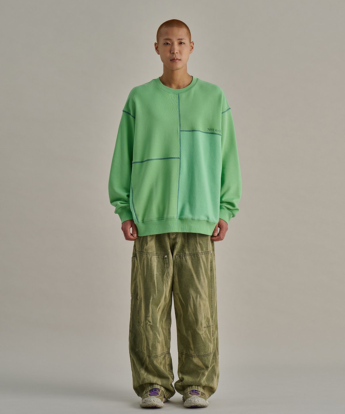 논타입(NONTYPE) MONDRIAN REVERSE SWEATSHIRTS (GREEN)