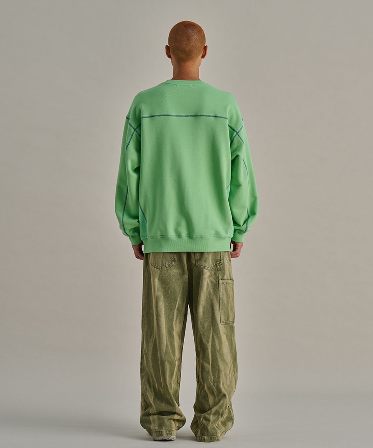 논타입(NONTYPE) MONDRIAN REVERSE SWEATSHIRTS (GREEN)