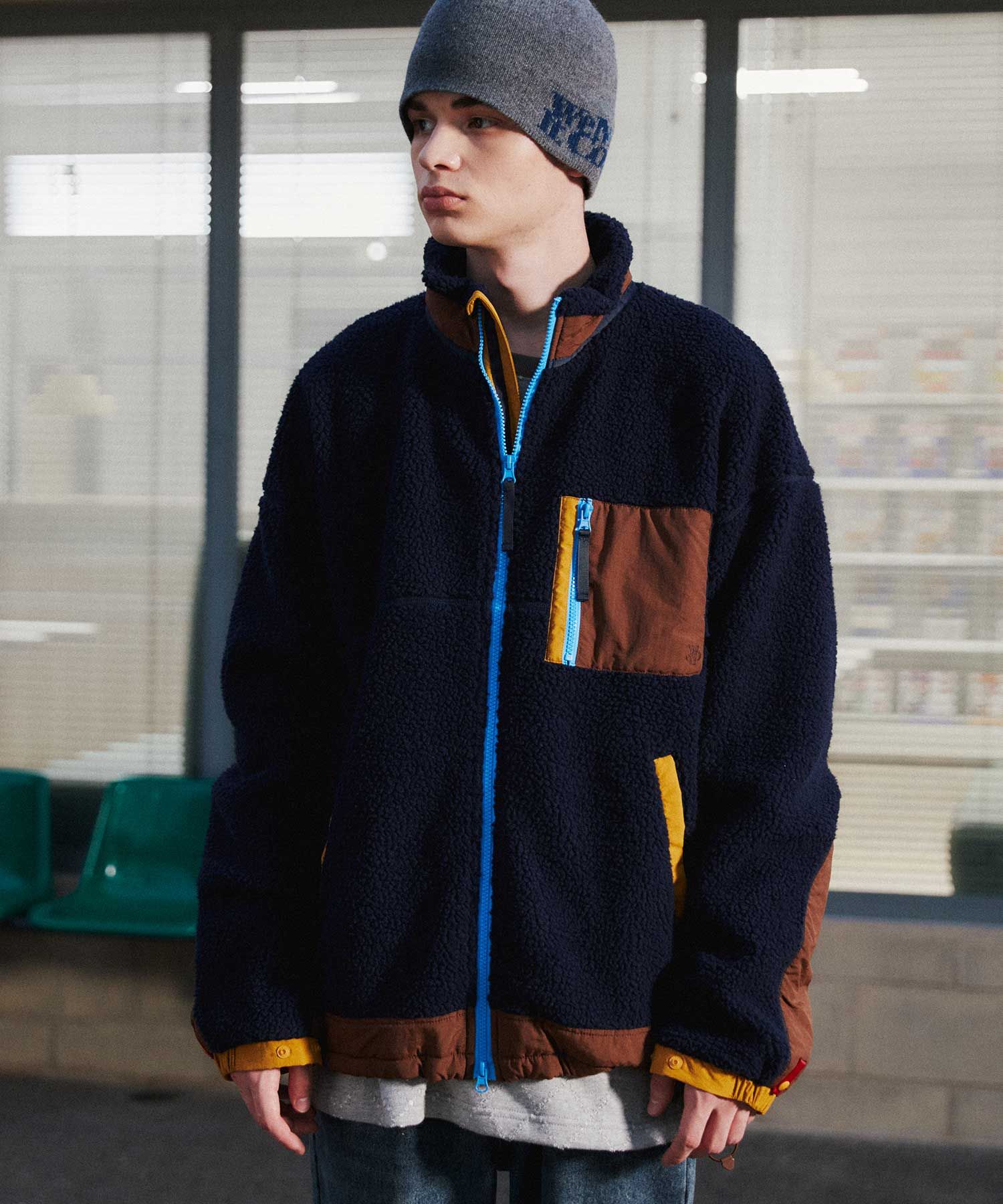 MUSINSA公式 | WMC Sherpa Fleece Jacket_NAVY