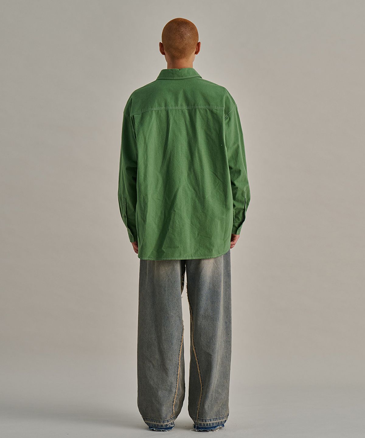 논타입(NONTYPE) MODIFIED POCKET FLANNEL SHIRTS (GREEN)