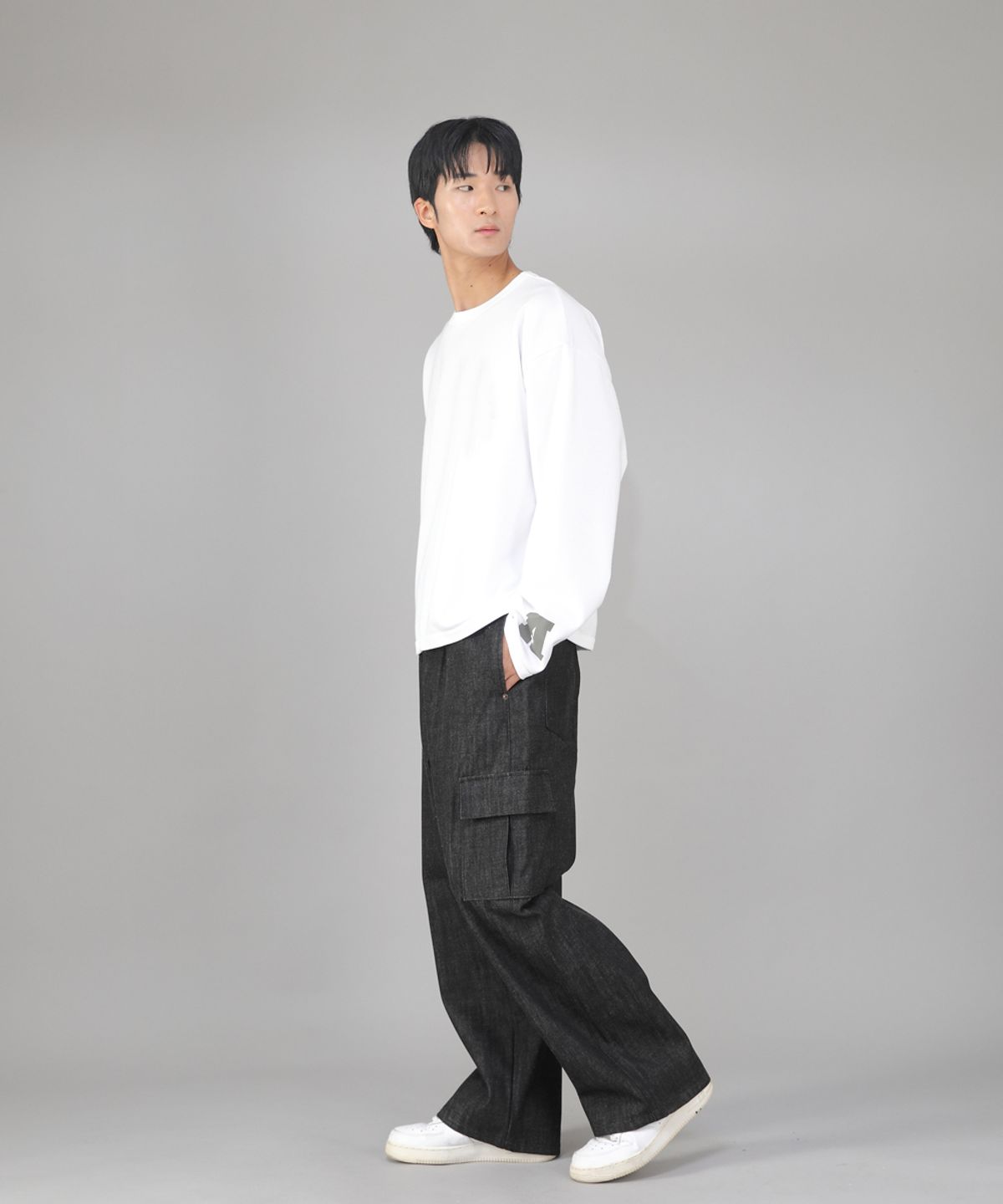 세인트크루(SAINTCREW) 리벳픽스 EX와이드 카고팬츠 REC-360 데님 블랙