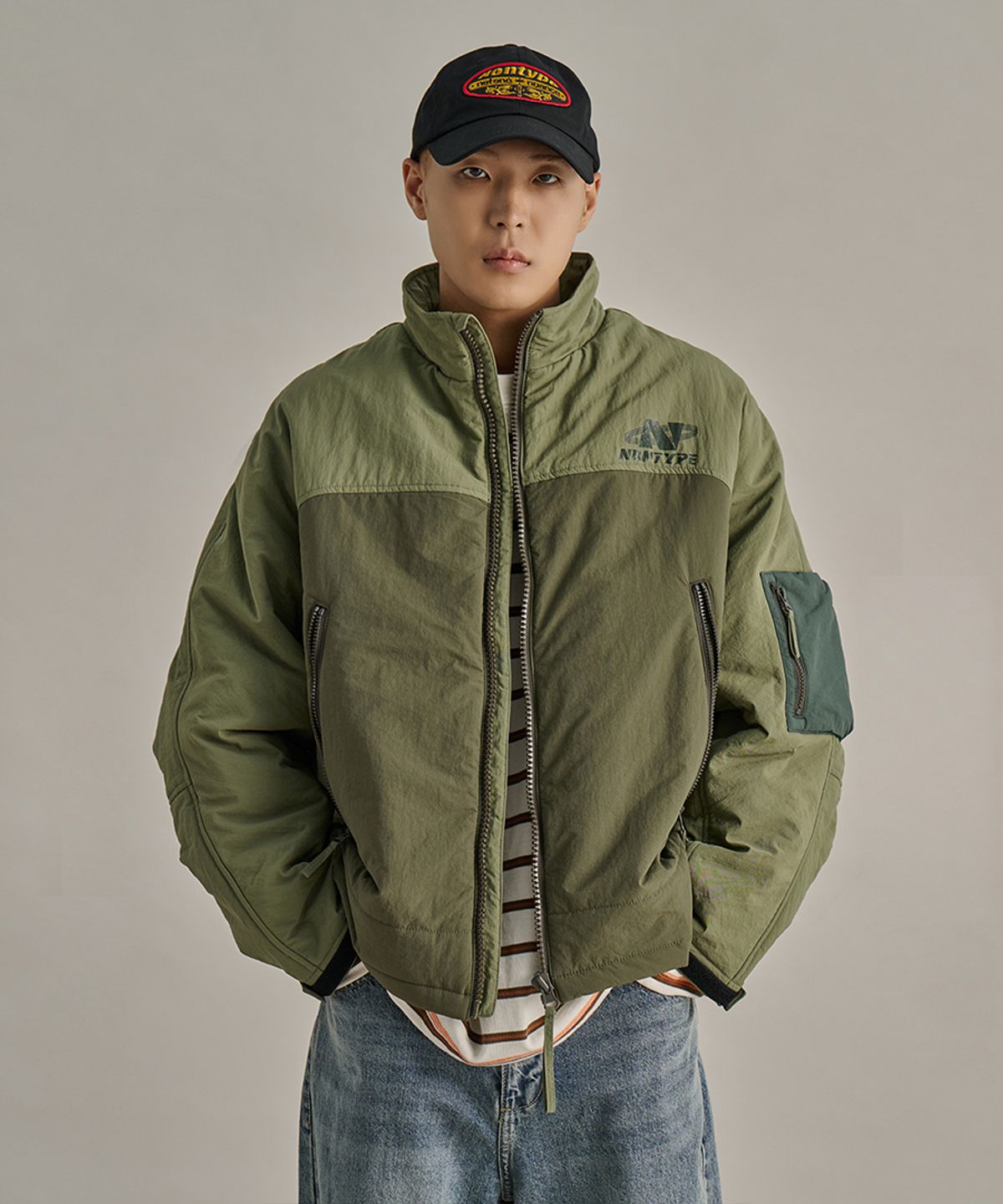 논타입(NONTYPE) BLOCKING SHORT MONSTER JUMPER (KHAKI)