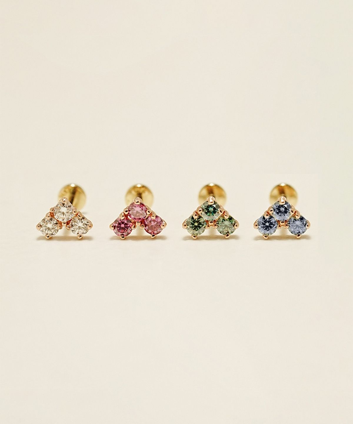 미니멀피어싱(MINIMALPIERCING) 14K 인터널 모이사나이트 다이아 블럭 하트 라블렛 피어싱