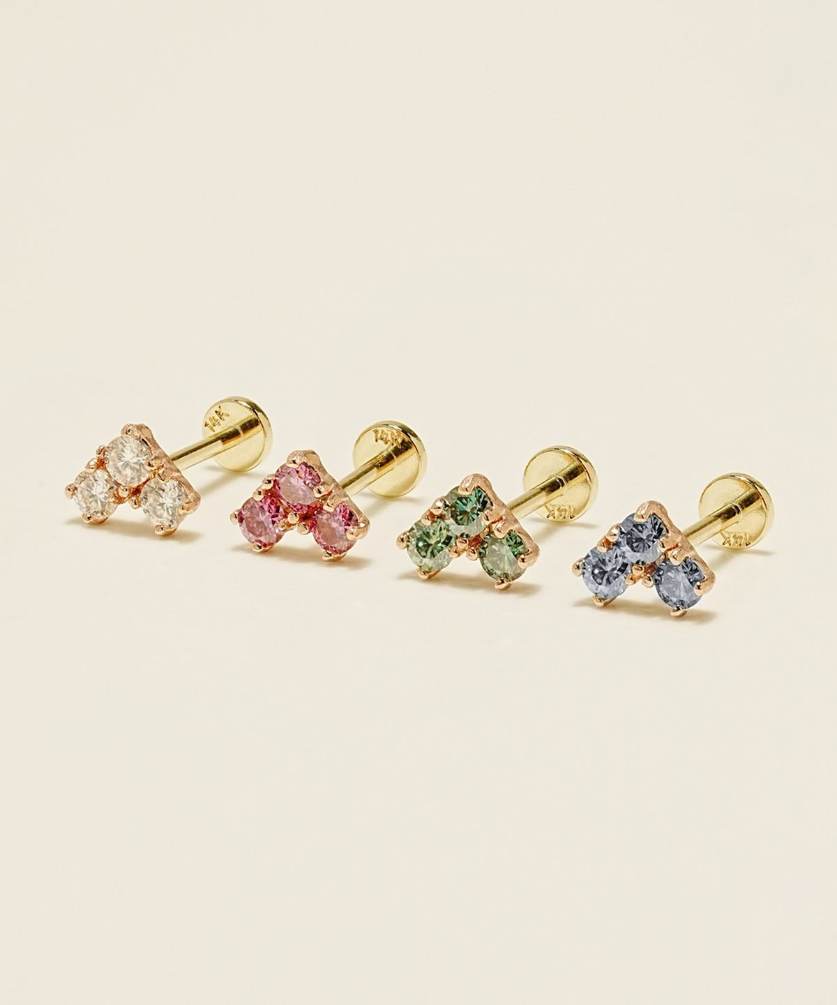 미니멀피어싱(MINIMALPIERCING) 14K 인터널 모이사나이트 다이아 블럭 하트 라블렛 피어싱