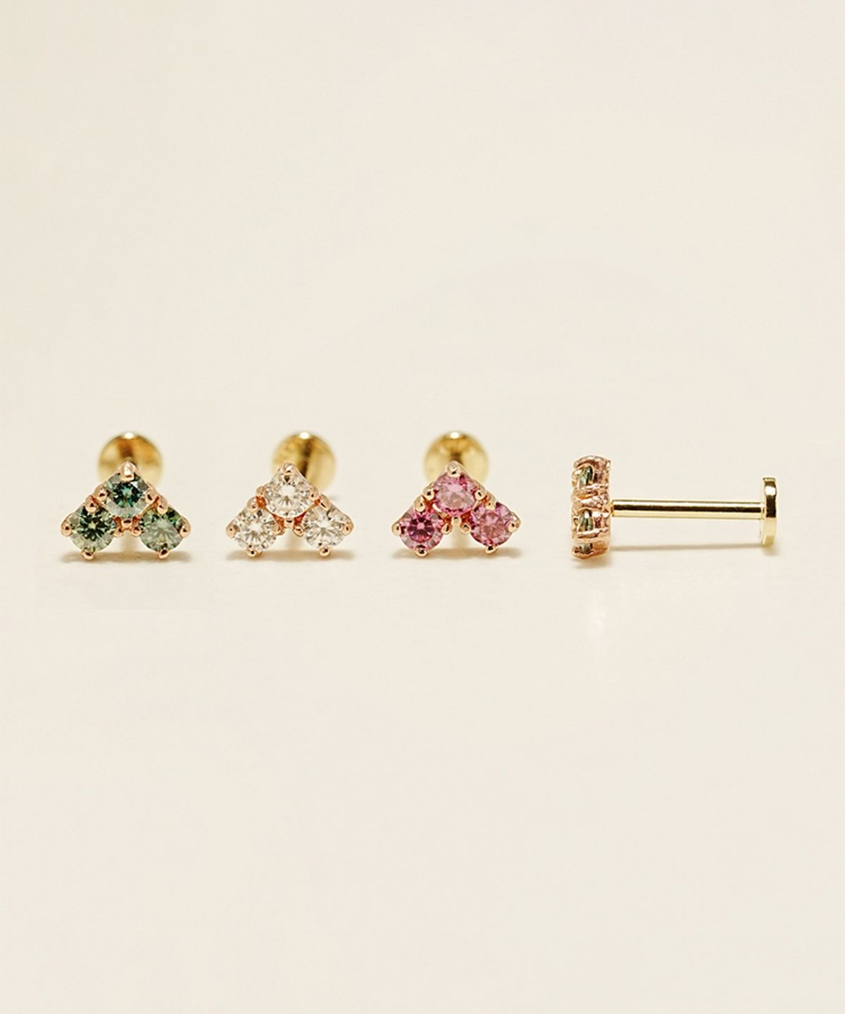 미니멀피어싱(MINIMALPIERCING) 14K 인터널 모이사나이트 다이아 블럭 하트 라블렛 피어싱