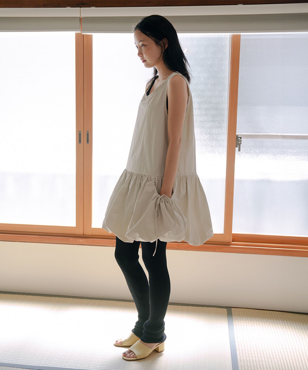 셀리테일즈(CELITAILS) BALLOON MINI DRESS_LIGHT GREY