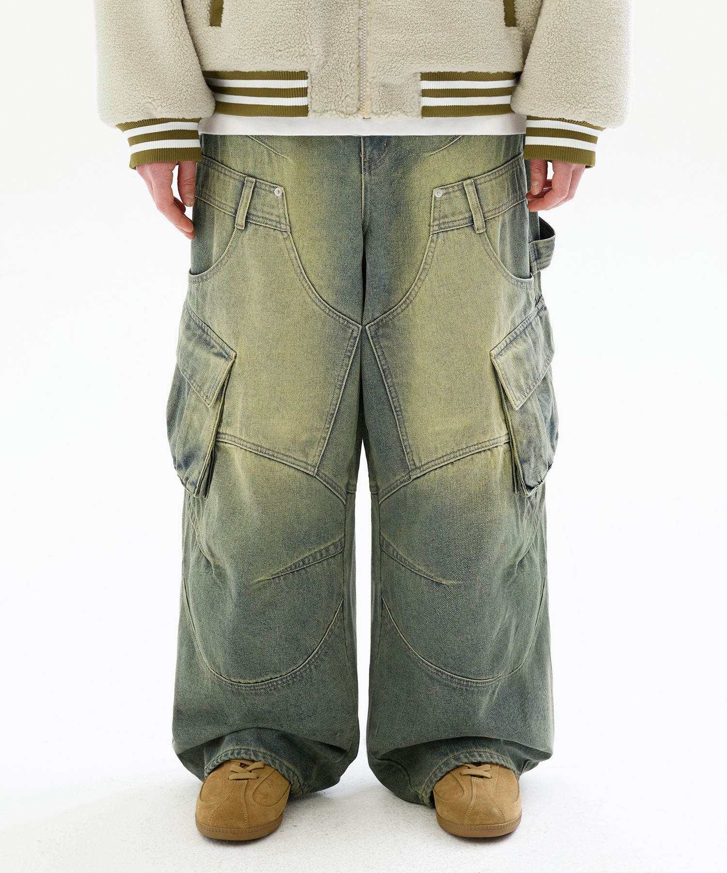 MUSINSA | TRILLION Double Layer Carpenter Cargo Denim Pants