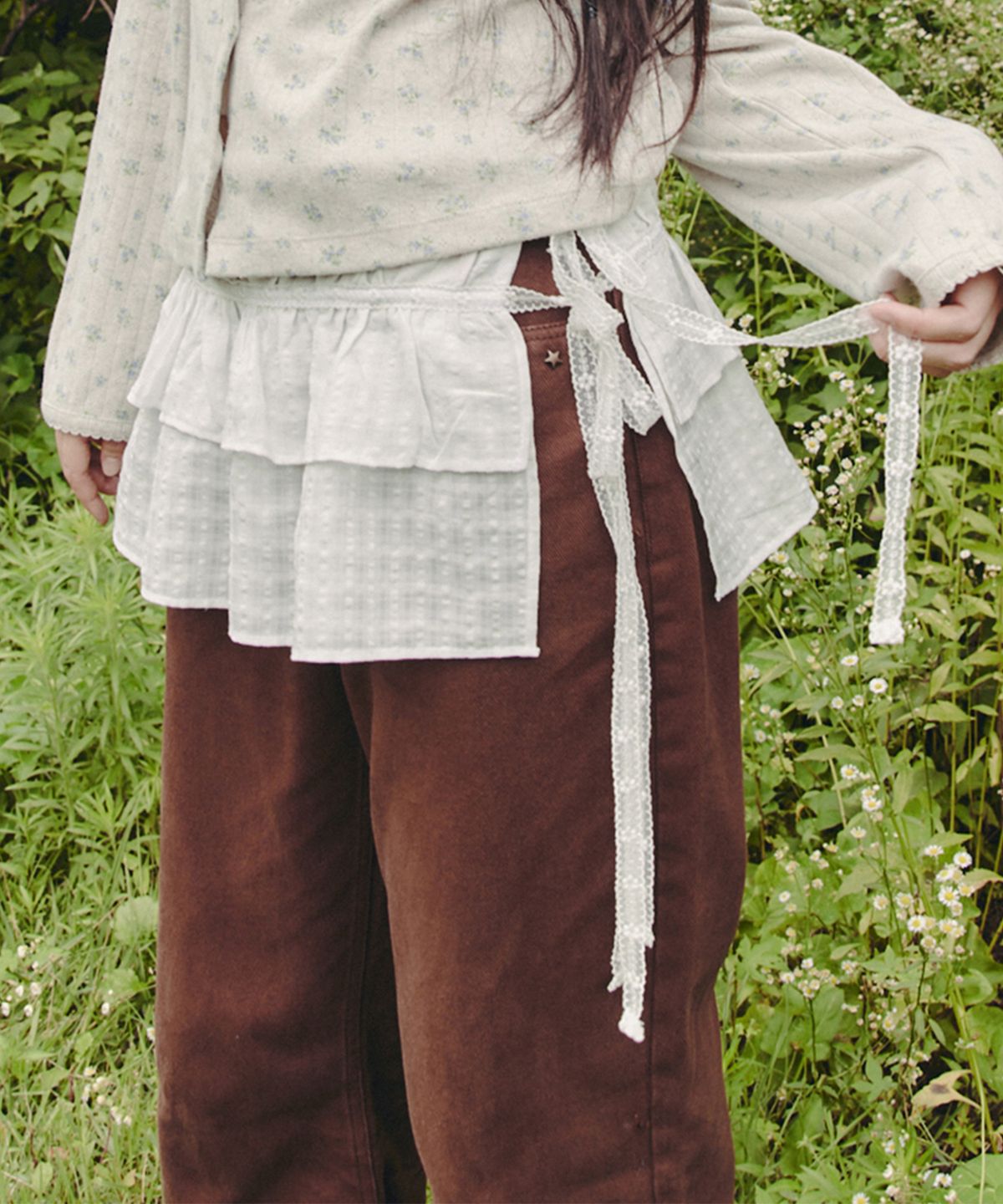 셀리테일즈(CELITAILS) CHECK SHIRRING WRAP SKIRT_IVORY