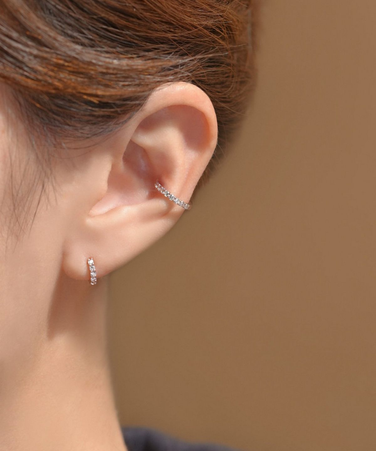 미니멀피어싱(MINIMALPIERCING) 14K 큐빅 링귀걸이, 이너컨츠 링피어싱