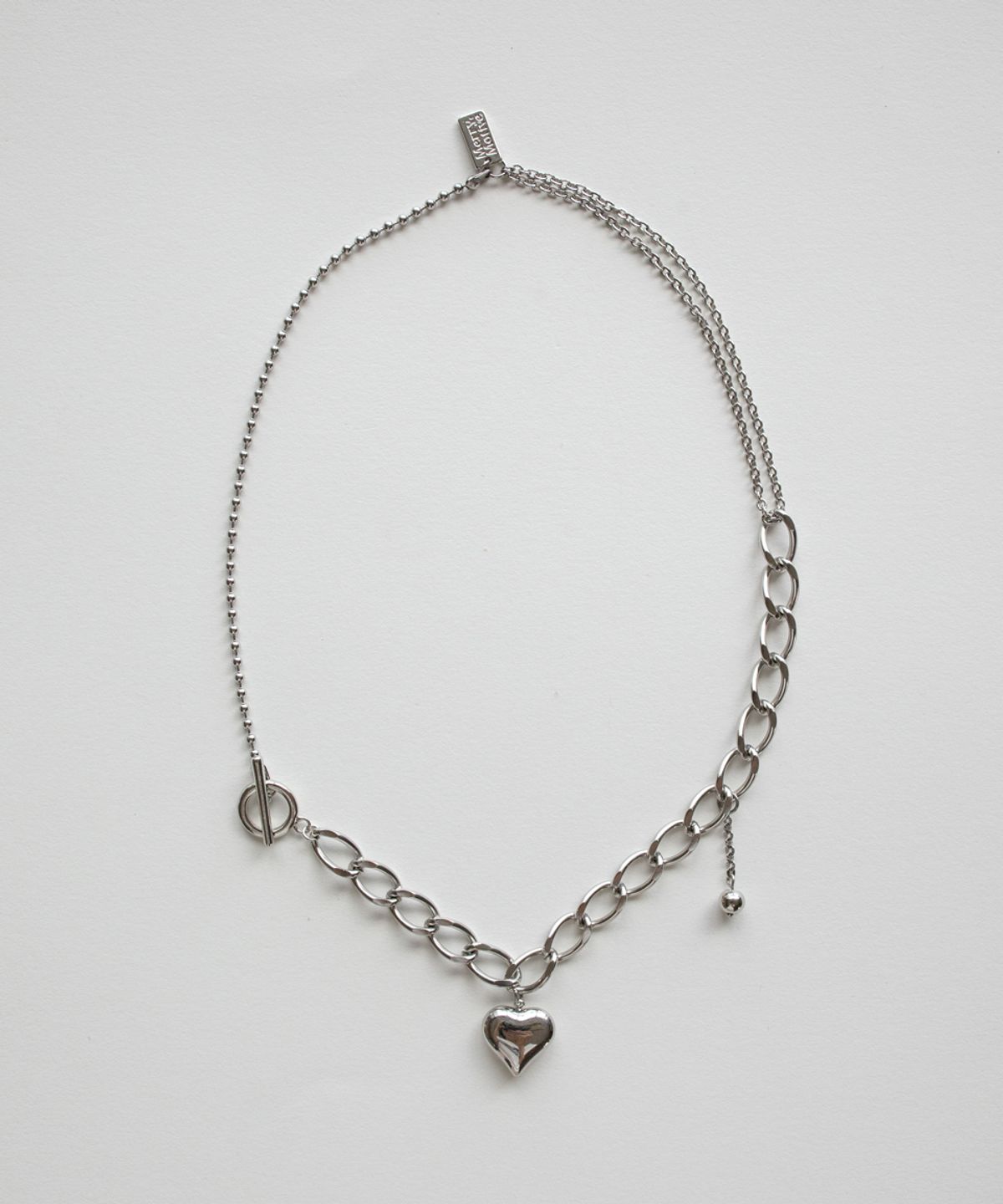 메리모티브(MERRYMOTIVE) Heart pendant with bold mix chain necklace