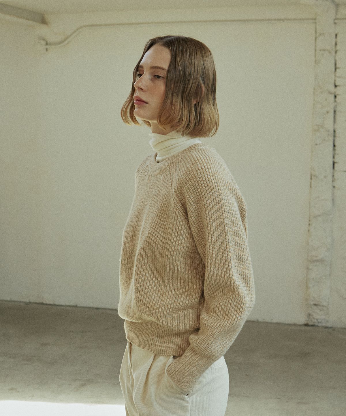 엽페(YUPPE) MIX WOOL KNIT_BEIGE