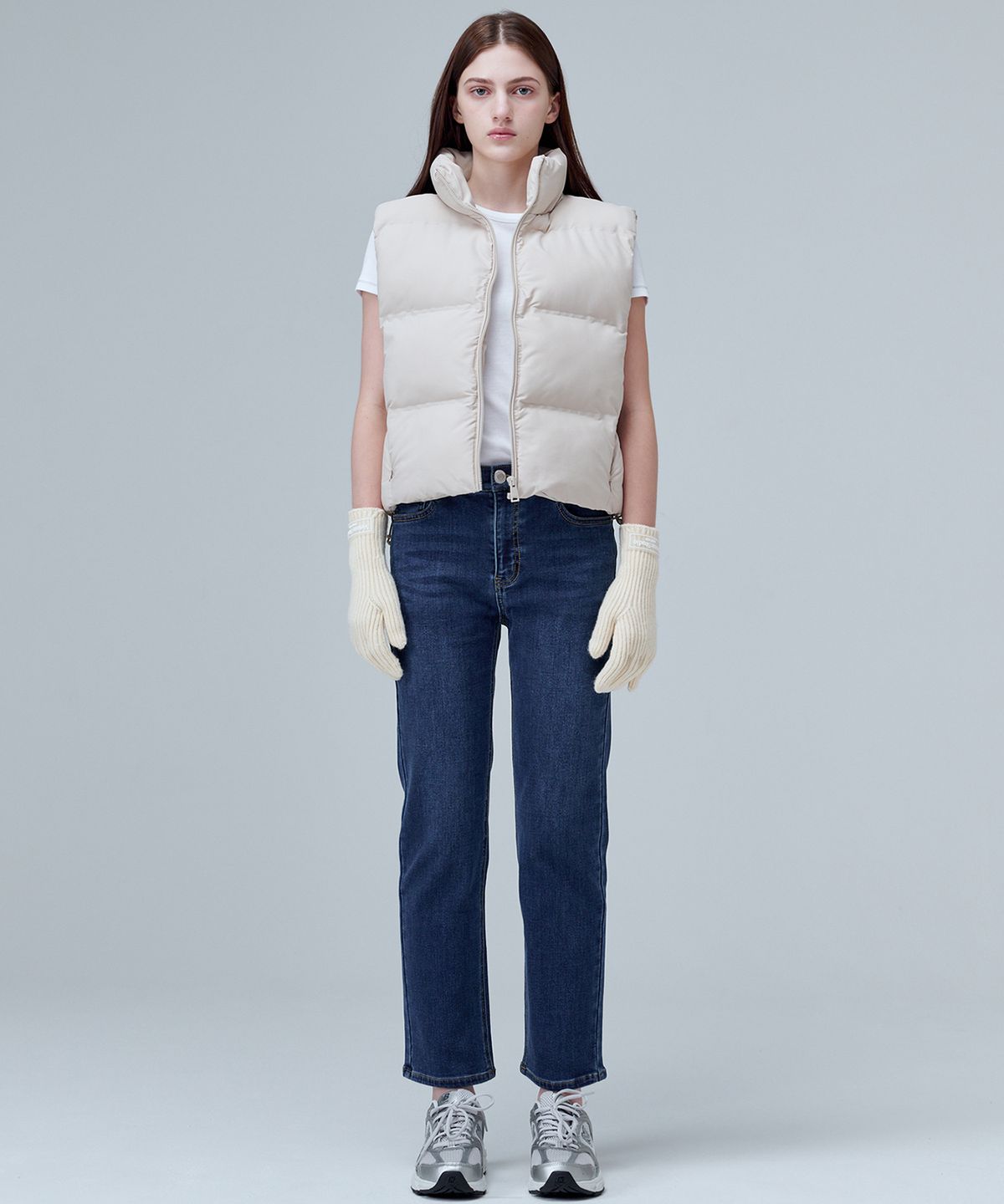 마롭(MALOUPE) 9127 기모 크롭 스트레이트 데님팬츠 (미디움 인디고)