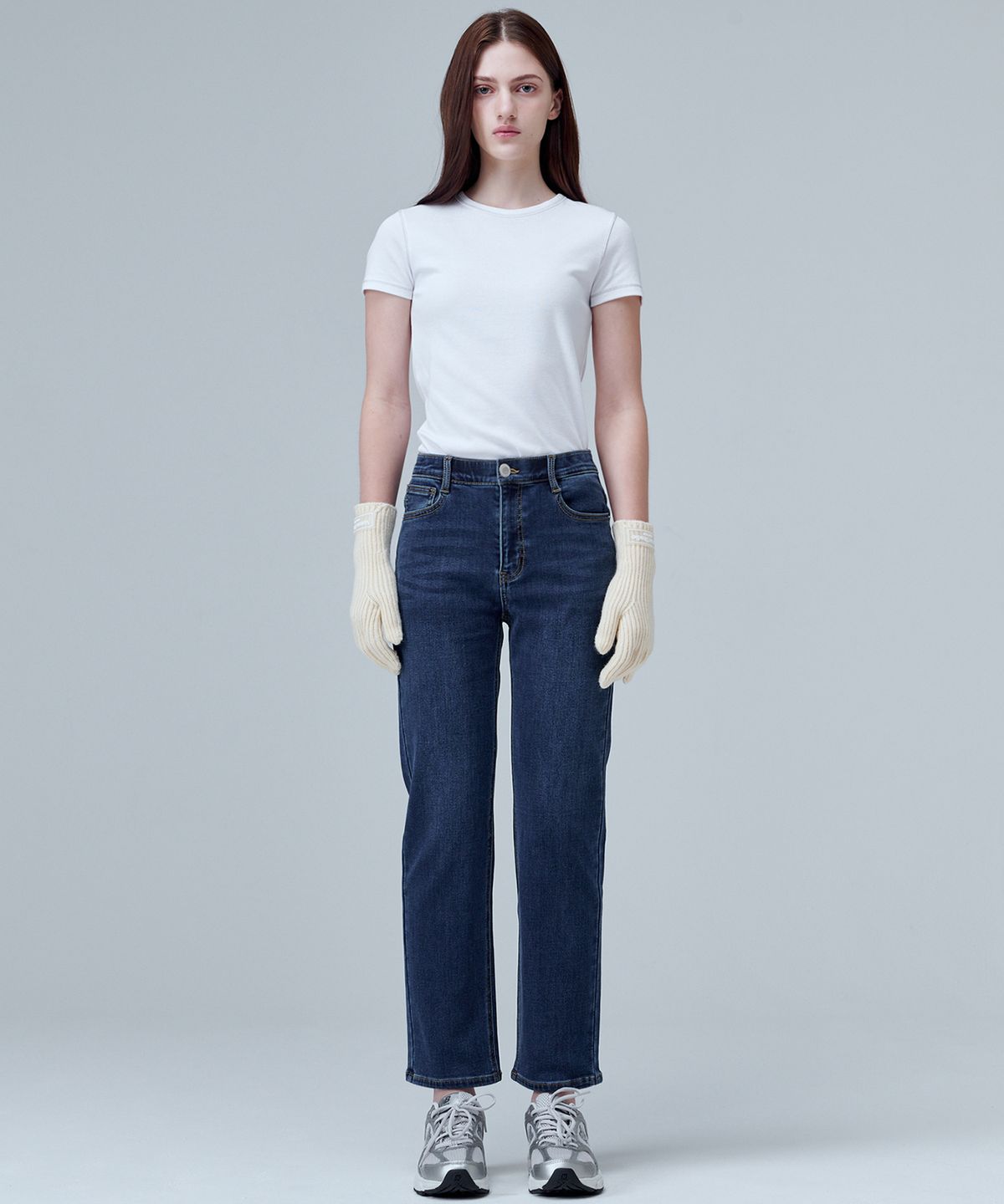 마롭(MALOUPE) 9127 기모 크롭 스트레이트 데님팬츠 (미디움 인디고)