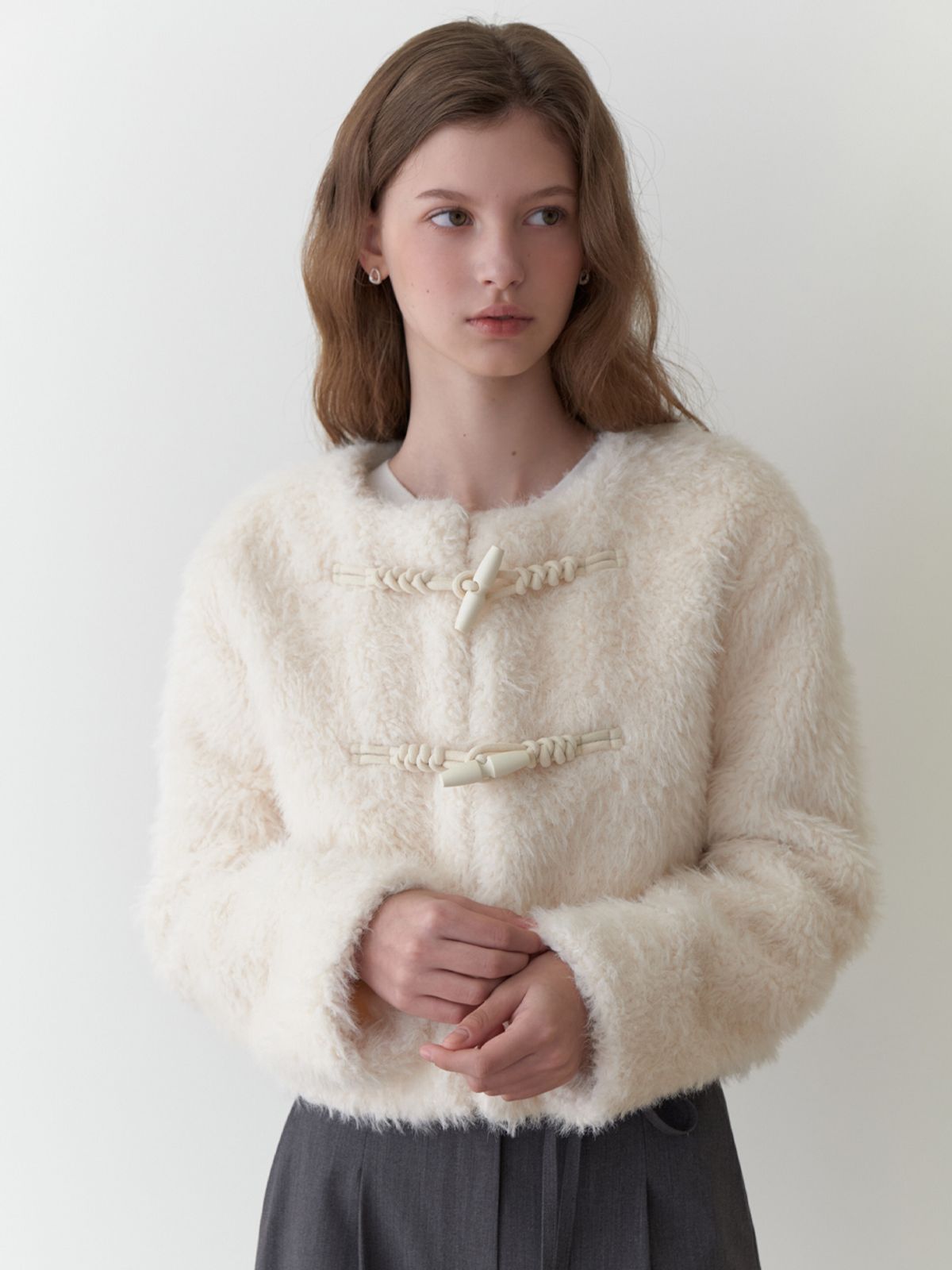 리엘(RE L) Floofy fur jacket (cream)