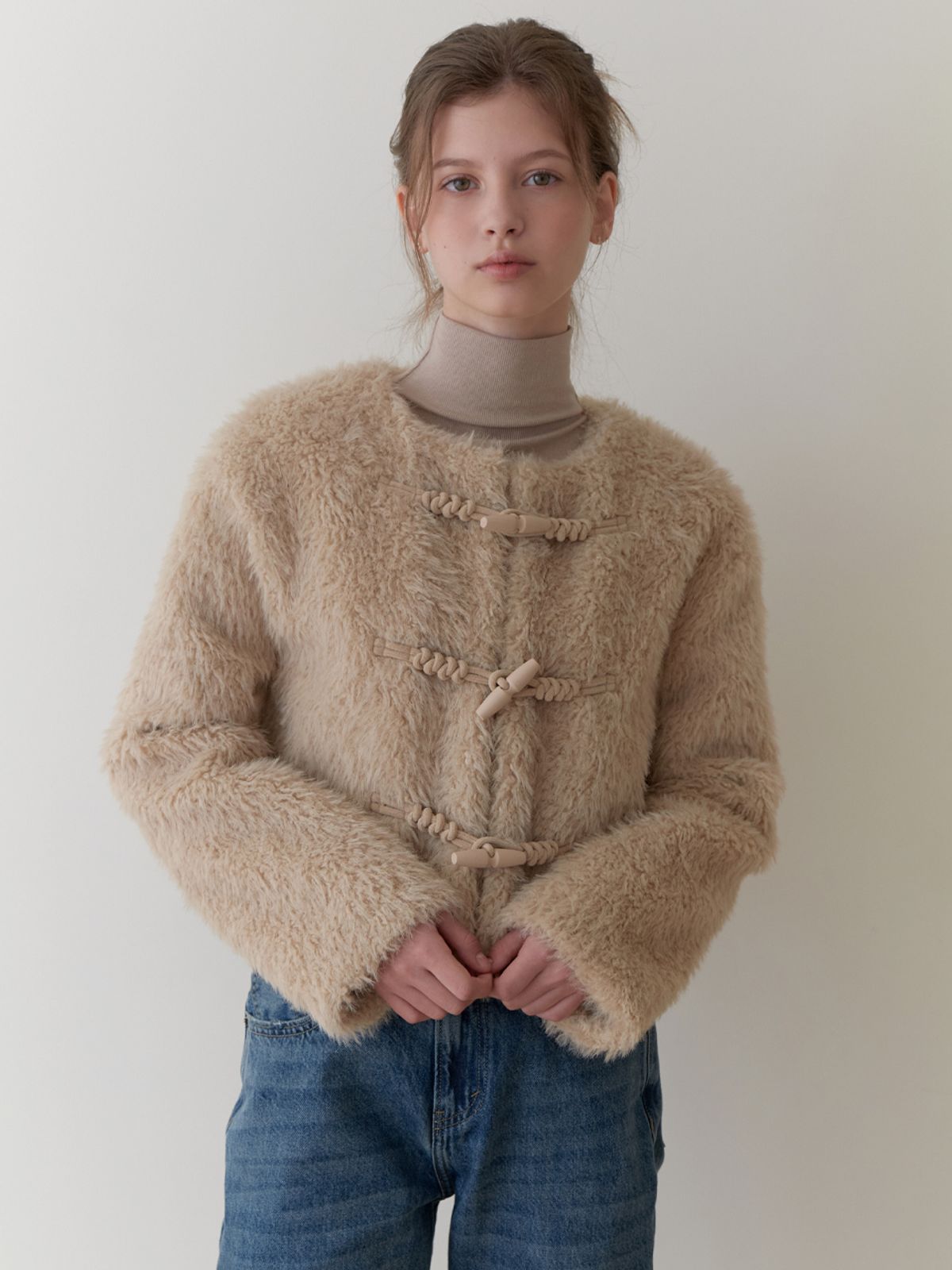 리엘(RE L) Floofy fur jacket (beige)